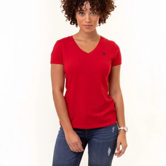 Ralph Lauren Sport Engine Red V-Neck Tee Sz S NWOT - Picture 1 of 13